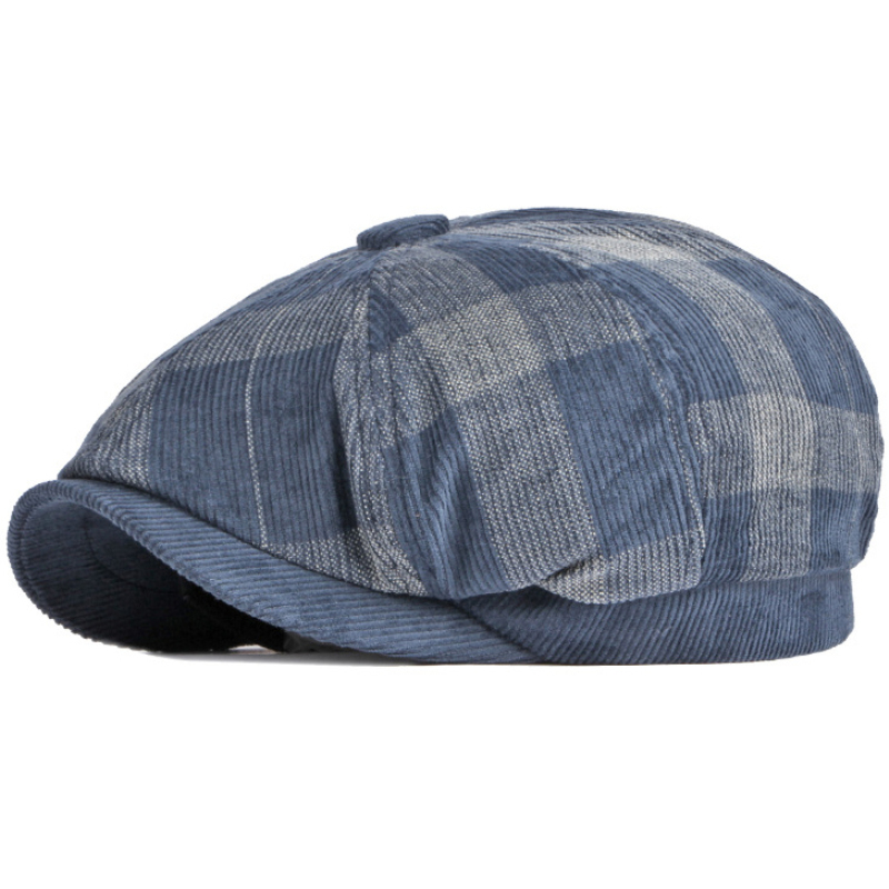 HT3853 Berets Spring Autumn Men Women Cap Male Female Artist Painter Beret Hat Flat Beret Cap Plaid Octagonal Cap