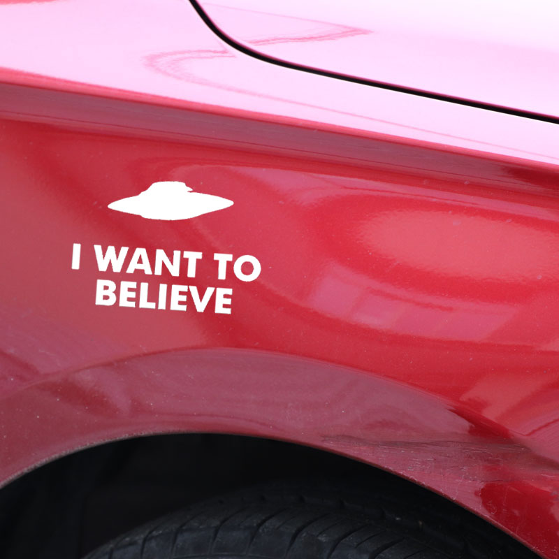 YJZT 16.5CM*11.2CM I WANT TO BELIEVE Aliens UFO Vinyl Decal Car Sticker Black/Silver C3-0559