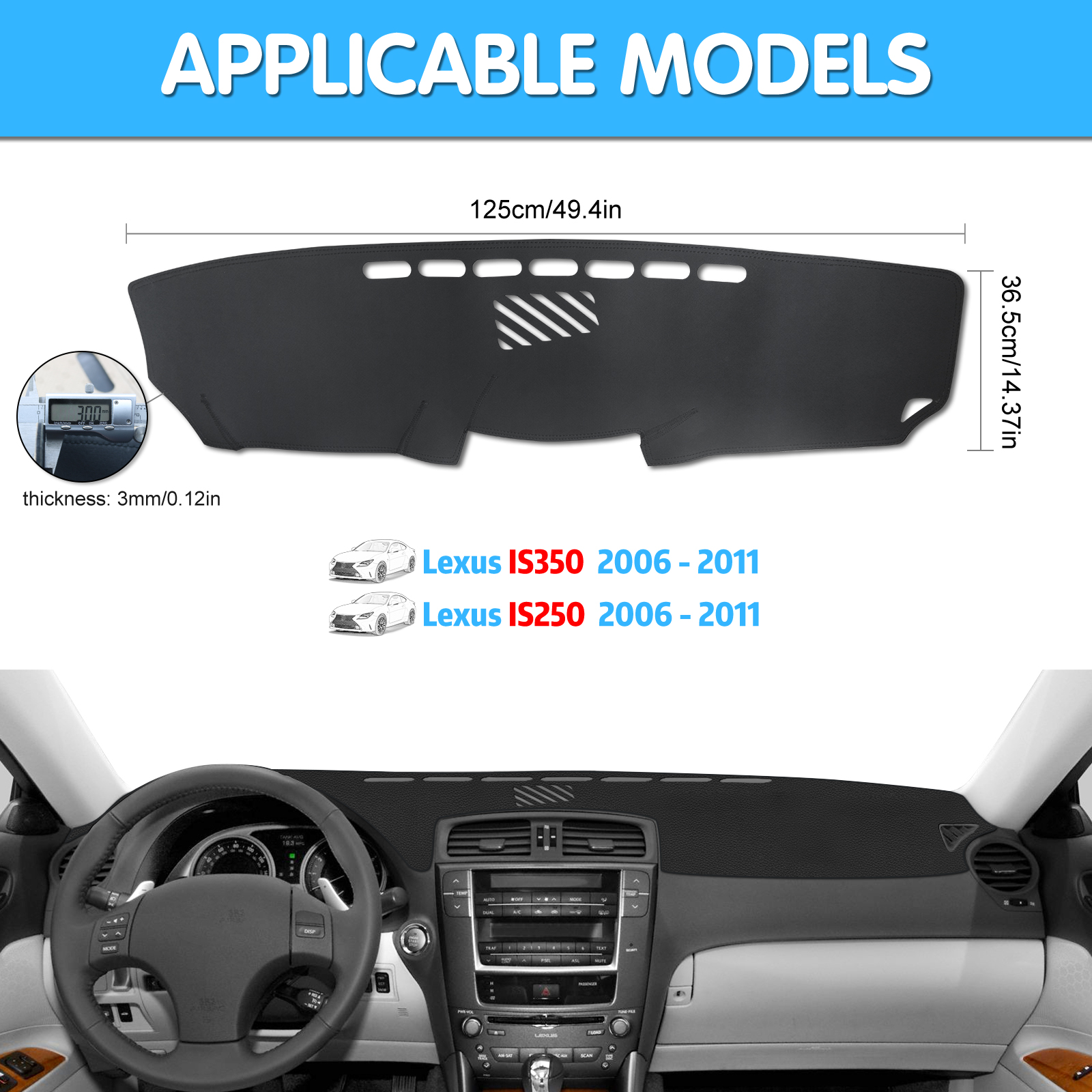LHD 1Pcs/set For Lexus IS250 IS350 2006 2007 2008 2009 2010 2011 Leather Car Dashmat Dashboard Cover Dash Mat Car Accessories