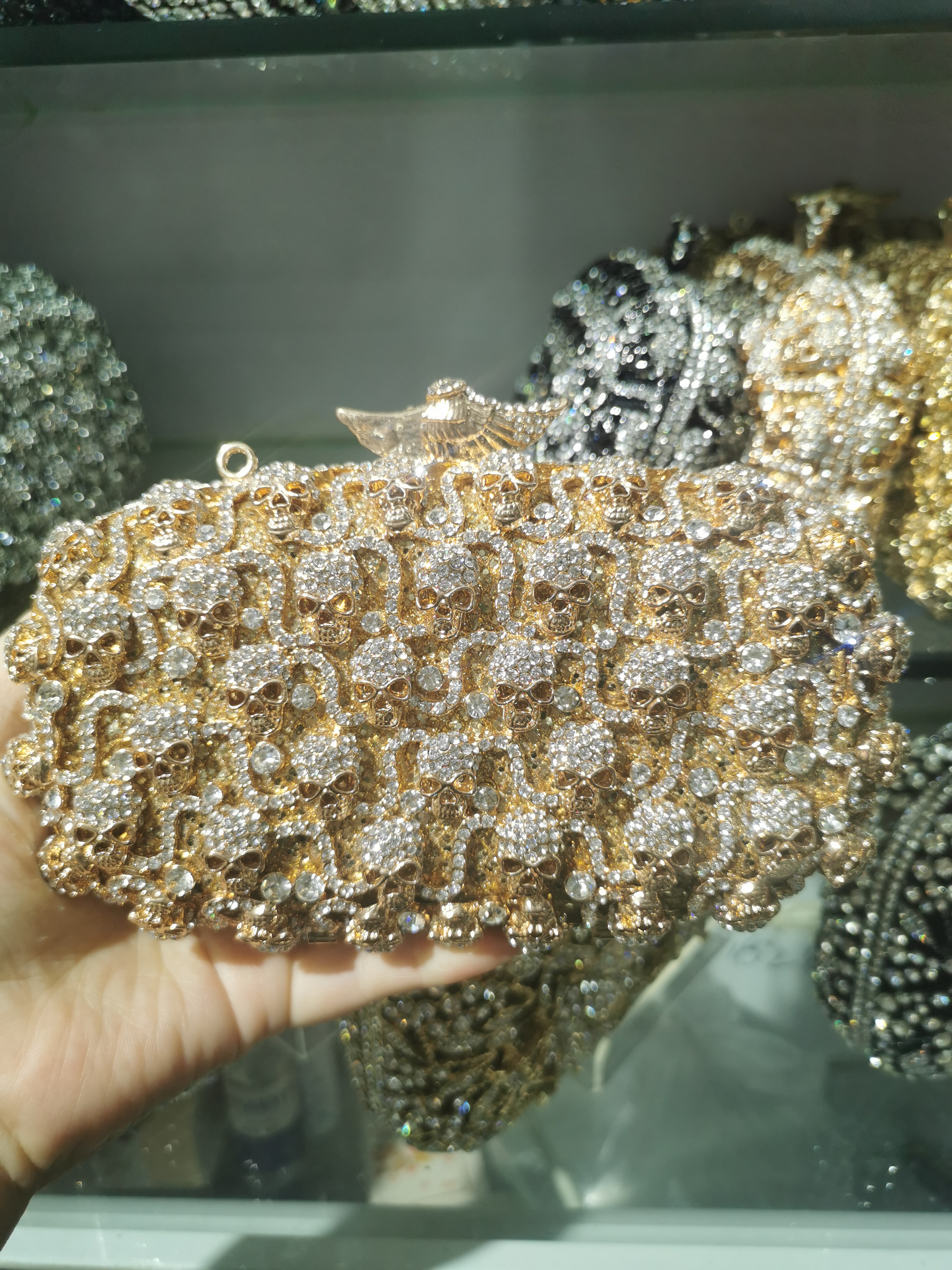 XIYUAN Skull Women Colorful Evening Bags Purses and Handbags Hollow Out Wedding Floral Clutch Bags Bridal Diamond Shoulder Bag