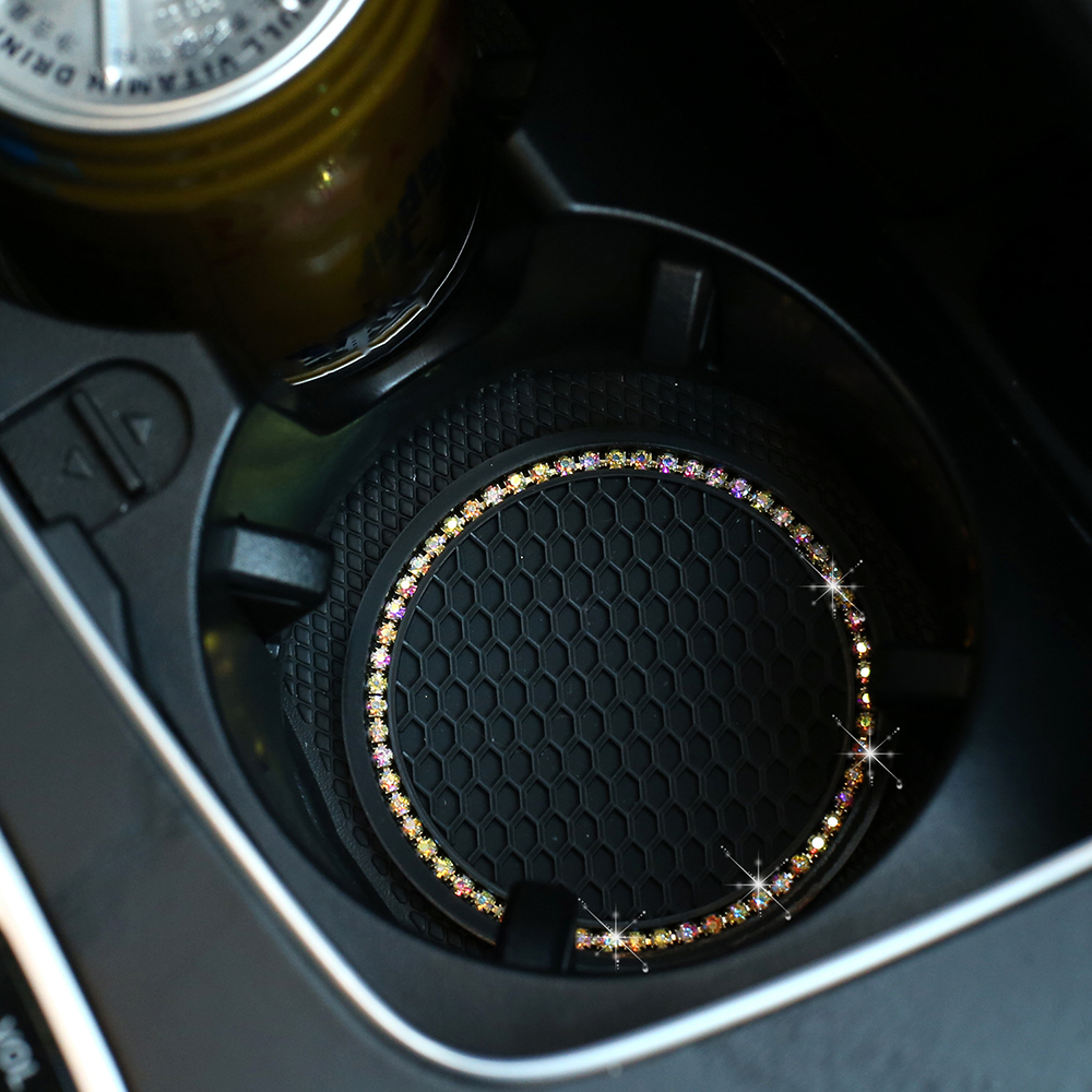 Rhinestone Car Water Cup Bottle Holder Anti-slip Mat Pad Silica Gel Non-slip Car Mat for Mini Cooper for Alfa Romeo Car Interior