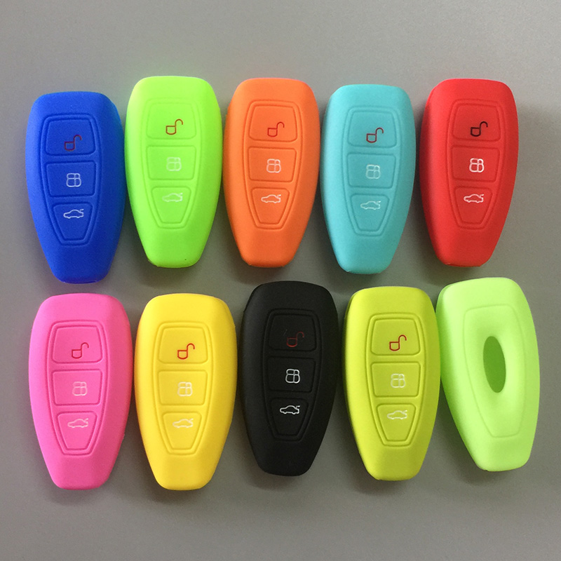 silicone car key cover case For Ford Focus 3 4 MK3 ST RS Kuga Escape Ecosport Fiesta 3 Buttons Smart Remote Fob Protect Cover