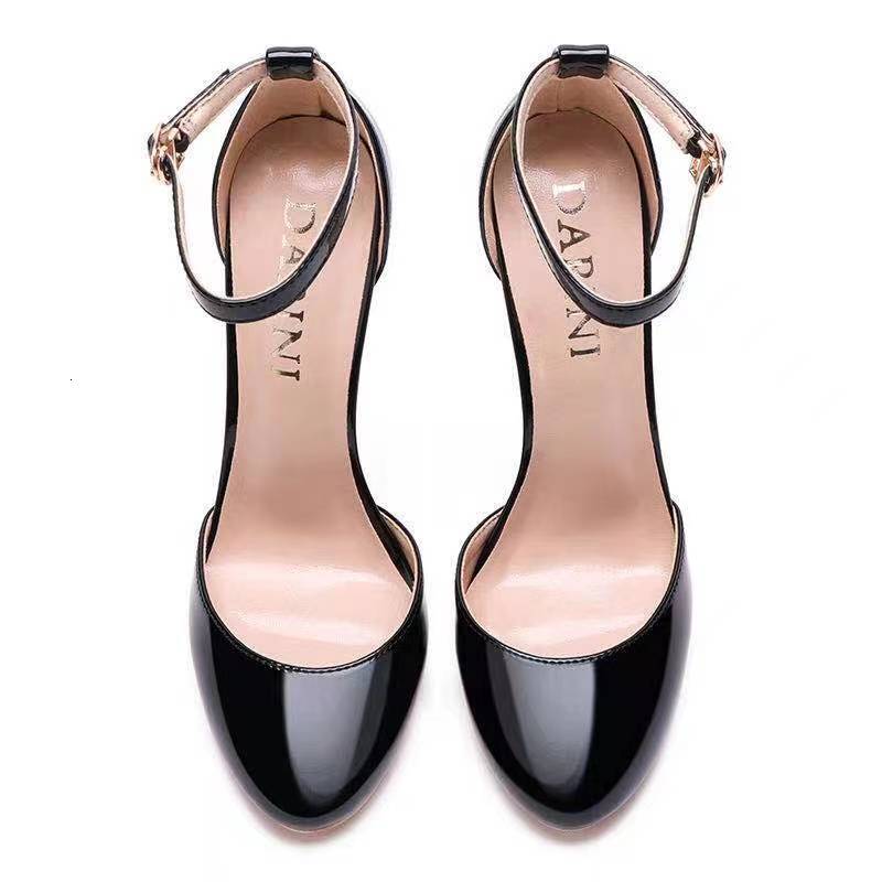 Round Toe Buckle Fashionable High Heels, Plus Size Dress Shoes, Sexy And Versatile Style 68