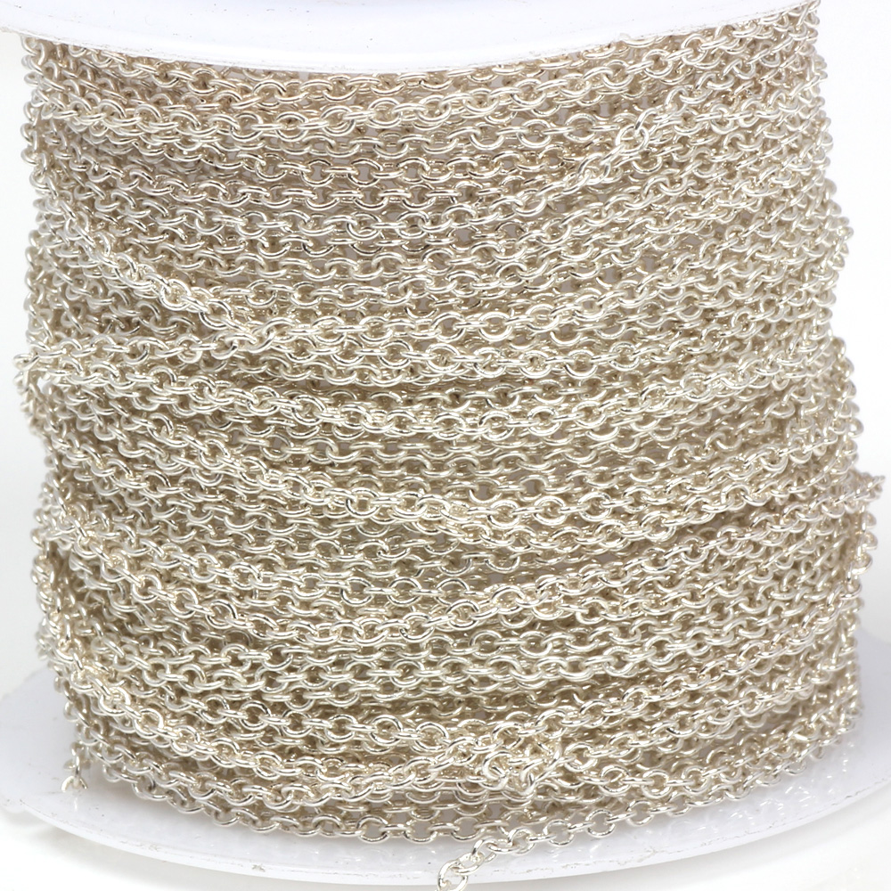 OlingArt 5M/lot 1.5MM/2.2MM Metal Silver Plated Oval shape Link Chains For bracelet/necklace/ DIY jewelry accessories making