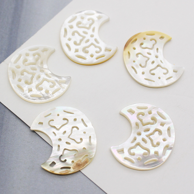 1pc Natural Mother-of-pearl Shell Hand-carved Hollow Hanging Piece Jewelry Making DIY Necklace Earring Hairpin Brooch Accessory