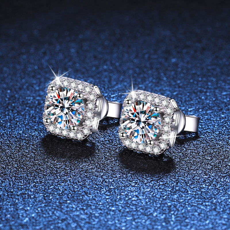 GRA D VVS1 Moissanite Stud Earrings Pass Diamond Tester Women 925 Sterling Silver Platinum Finish 2 GRA Certificates Moissanita