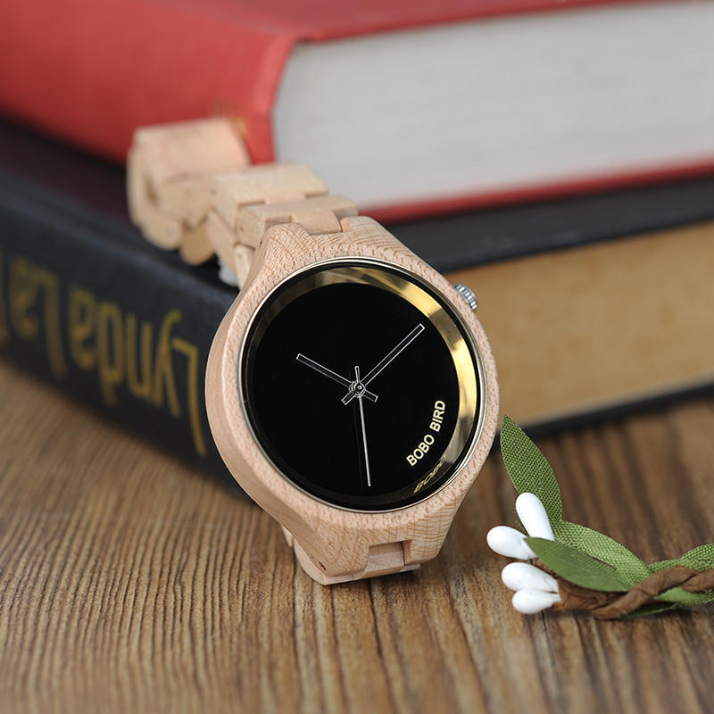 BOBO BIRD Women Watch Wooden Bamboo Quartz Watches Ladies Wristwatch relogio feminino with Full Wood Band in Gift Box