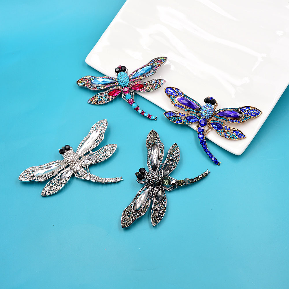 CINDY XIANG Rhinestone Large Dragonfly Brooches For Women Vintage Coat Brooch Pin Insect Jewelry 8 Colors Available Gift