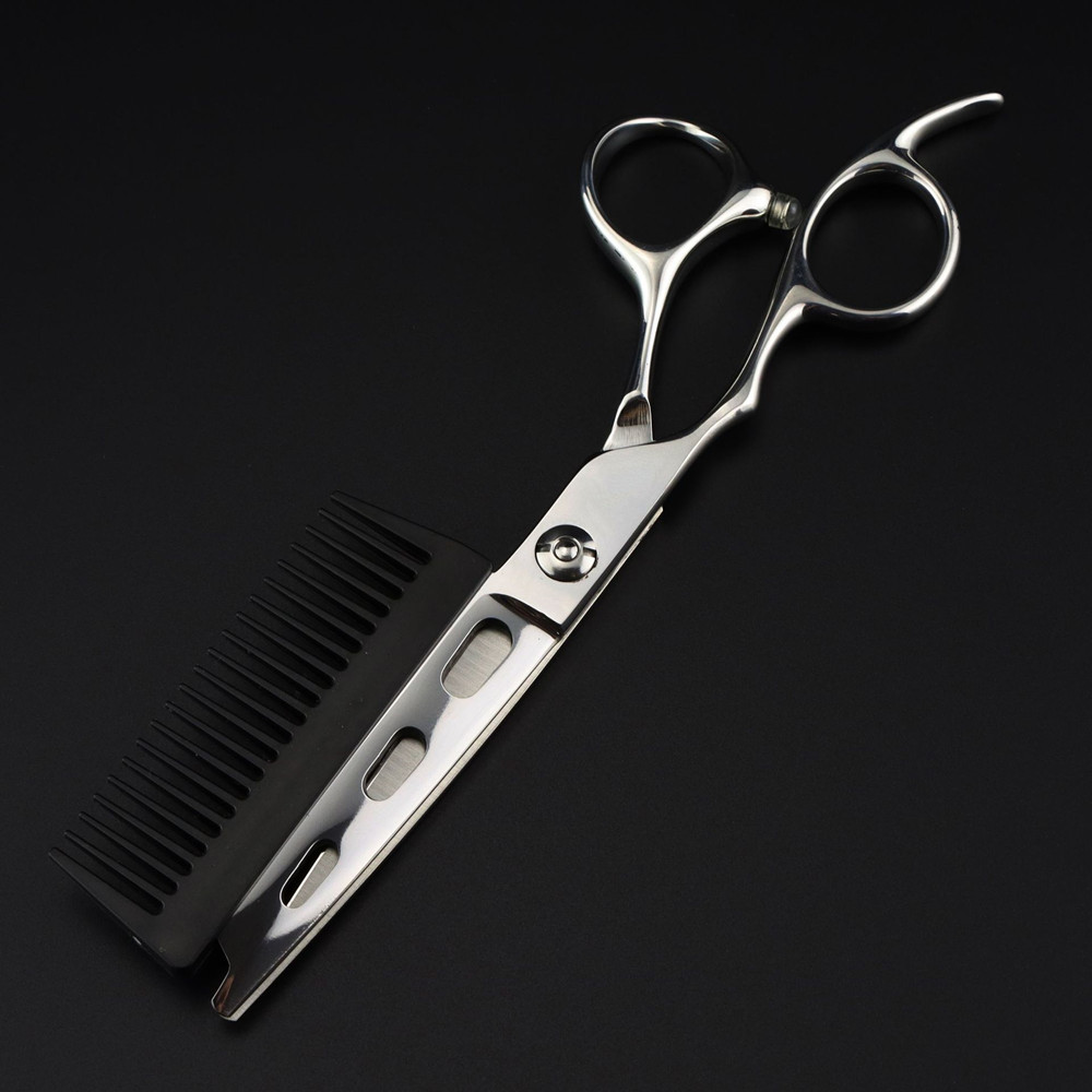Professional JP440c 6 '' Left handed Silver 2 in 1 hair scissors with comb haircut barber cutting shears hairdressing scissors
