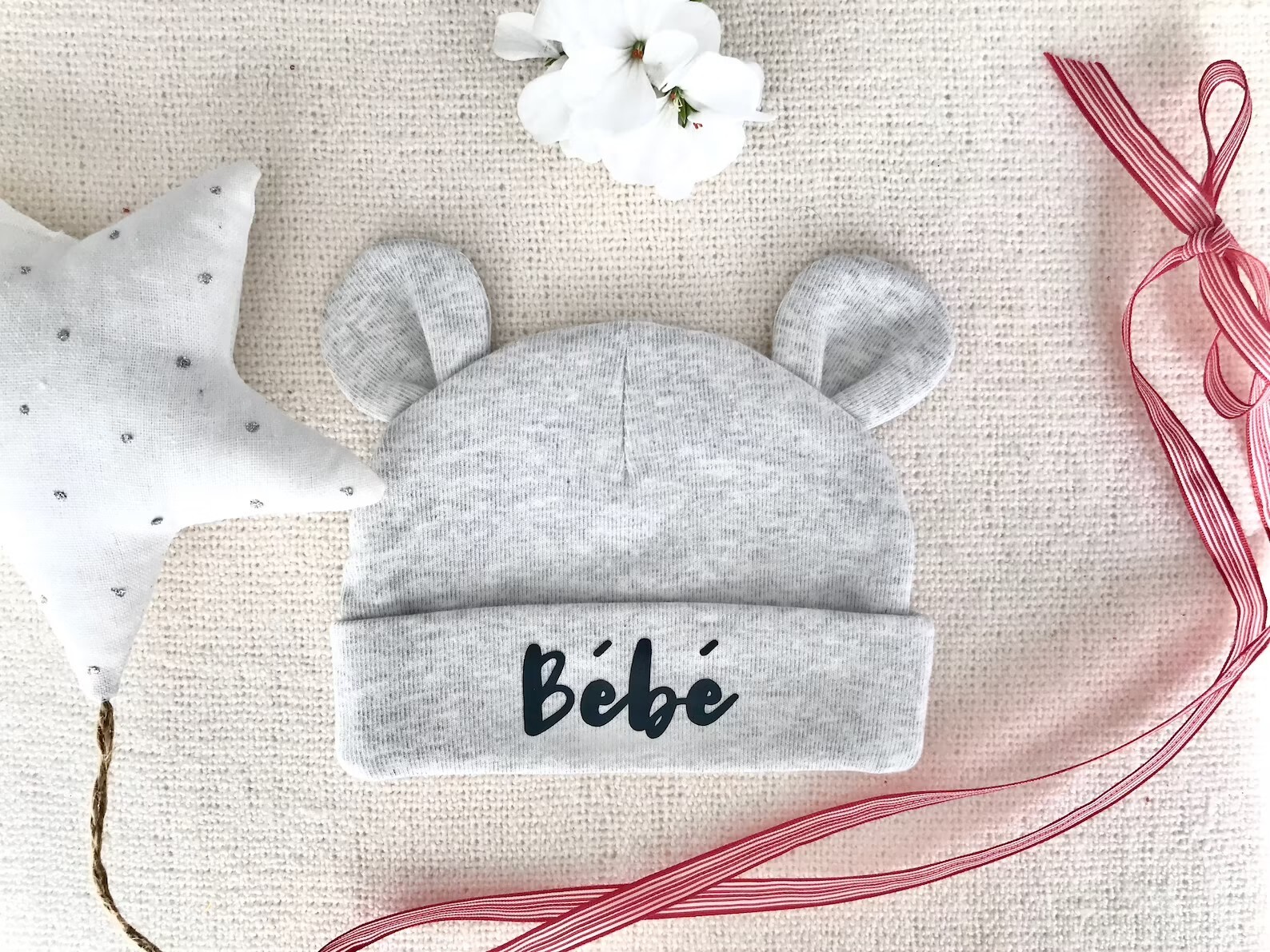 Personalized Baby Bear Newborn Hat Baby Boy Hospital Hat Custom Baby Bear Hat Handmade Newborn Hospital Hat Bear Beanie Hats