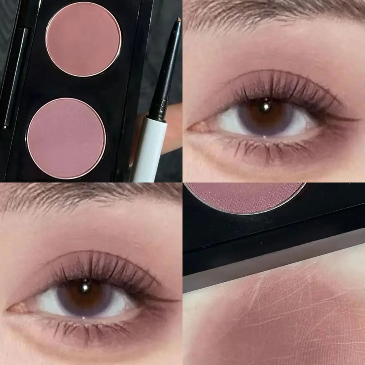 Taro Rose Tea Low Saturation Olive Skin Powder Brown Two-Color Eyeshadow Tray Monochrome Matte Pure Wind Earth Color 240624