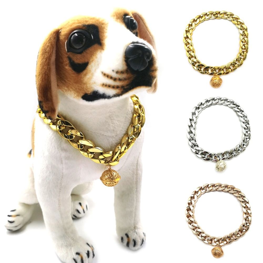 Pet Dog Collar Cuban Chain Dog Chain Dog Collar Lock Gold Silver Dog Chain French Bulldog Pitbull Collar