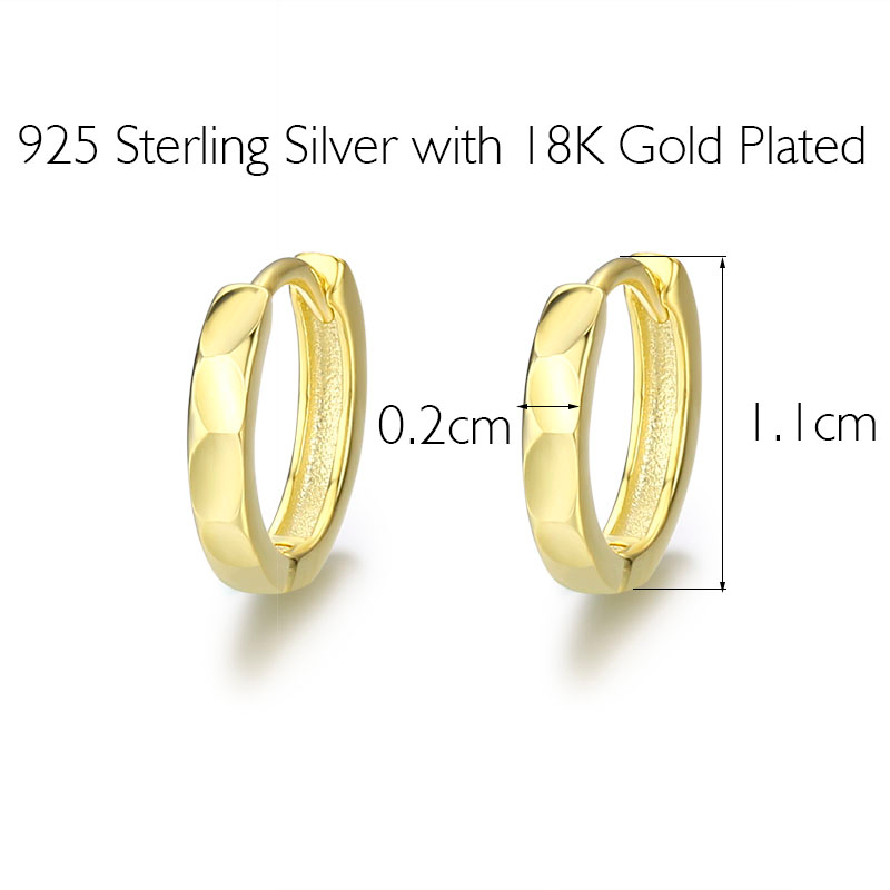 Cute 925 Sterling Silver Gold Color Engraved Round Loop Huggies Circle Small Hoop Earrings For Women Girls Kids Jewelry Arose