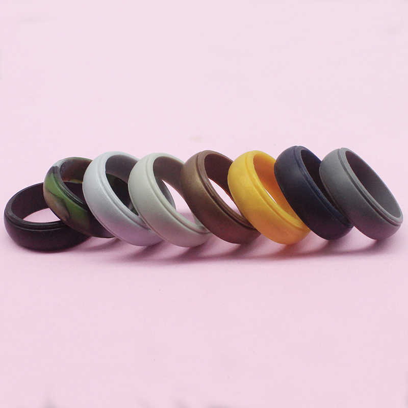 Men Hypoallergenic Flexible Sports Antibacterial Silicone Rings 8mm Food Grade FDA Silicone Finger Ring Men Rubber Bands