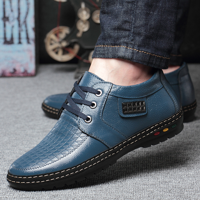 Newest 2019 Genuine Leather Casual Men Lace-Up Comfort Boat Spring Breathable Footwear Brown Soft Driving Shoes 986d