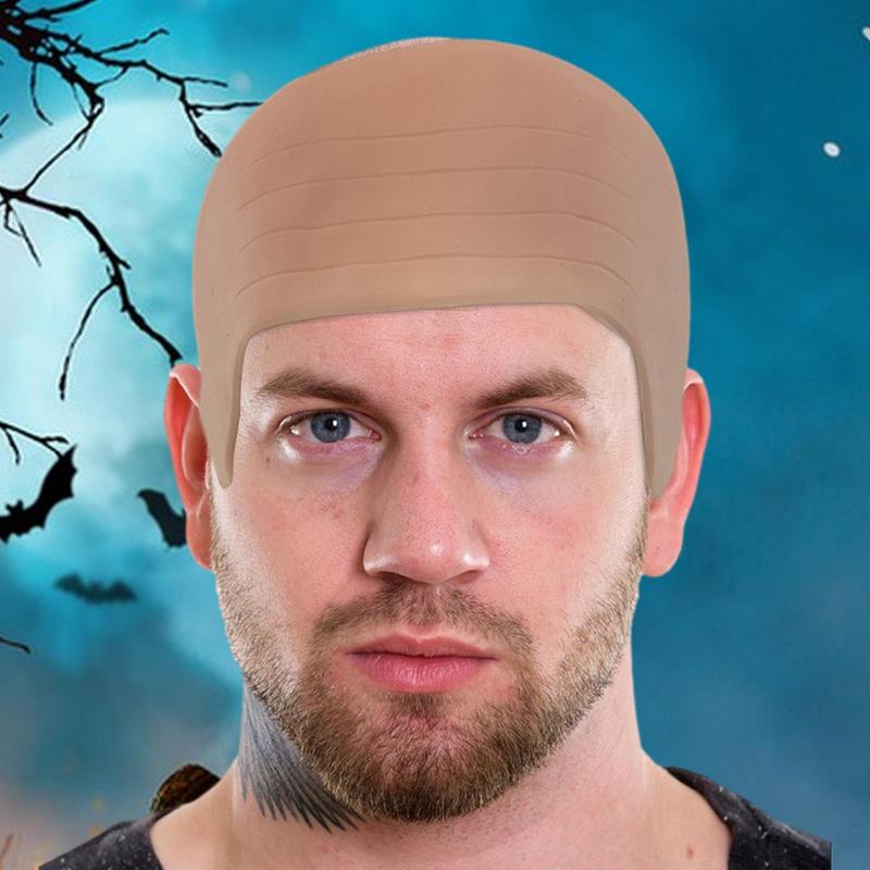 Skinhead Wig hat Latex Mask Skin Fake Bald Head Movie Halloween Party Prop Cosplay Bald Head Fake Scalp Cover Accessories
