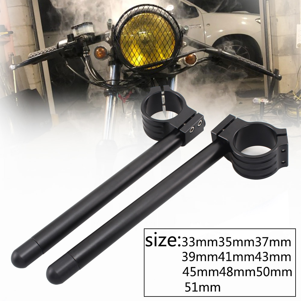 Motorcycle Handlebars Cafe Racer Adjustable Racing Clip On Ons Front Fork Handle Bar Riser Clamp 33 35 37 39 41 43 45 48 50 51mm