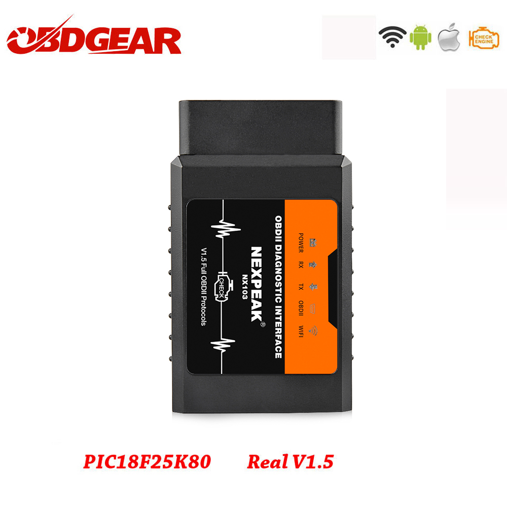 ELM 327 V1.5 WIFI OBD2 PIC18F25K80 Chip Code Reader Elm327 OBD2 Auto Scanner V1.5 for Android/IOS Car Diagnostic Tools