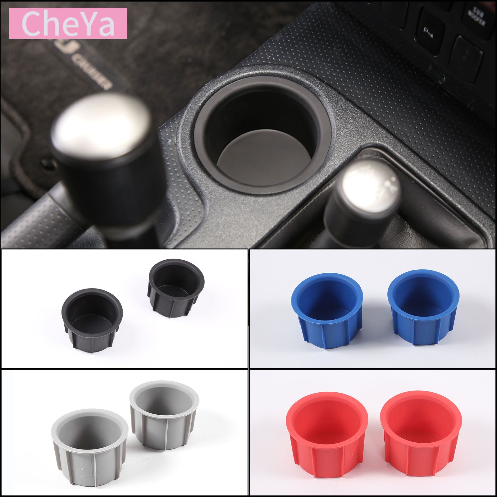 TPE Car Center Console Front Water Cup Holder Insert Box for Toyota FJ Cruiser 2007-2021 Interior Storage Accessories