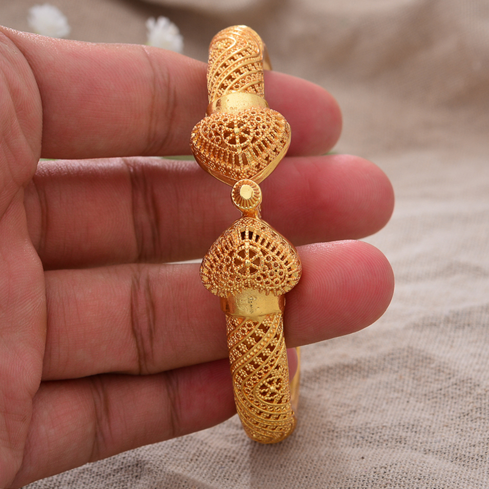 Luxury 24k Gold Color Can Open Bangles Jewelry Ethiopian African Dubai Indian Bracelet Wedding Gifts For Women Bracelet Bangles