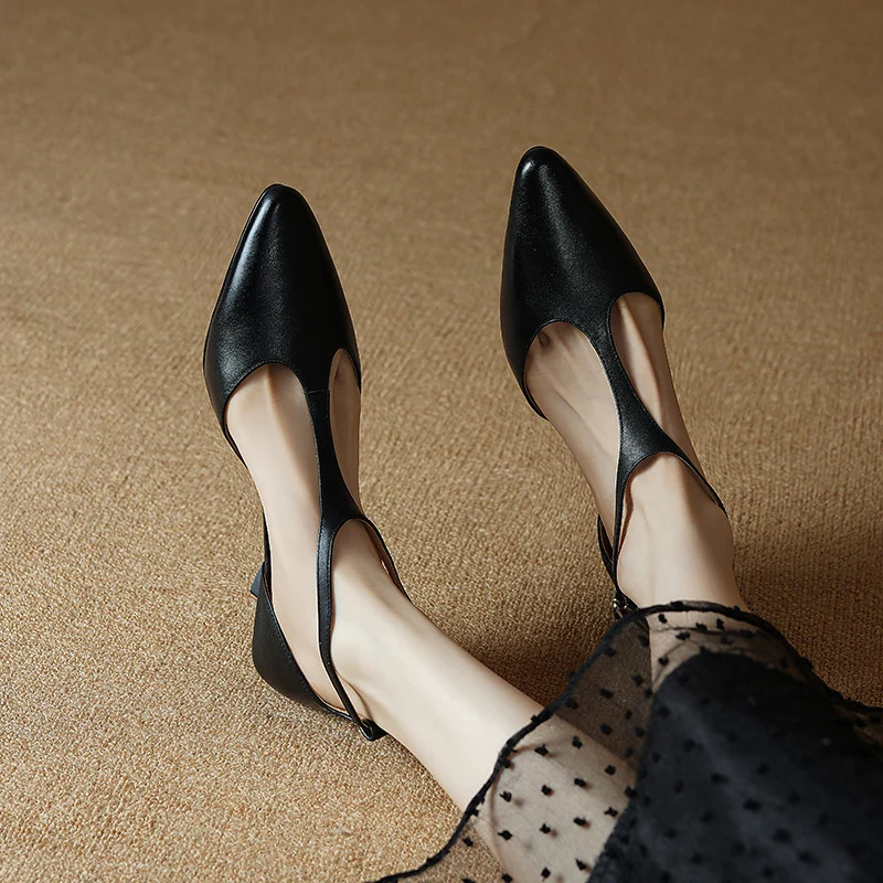 2024 New Summer Cover Pointed Toe High Heels Sandals For Handmade Women Shoes Retro Stiletto Brown 68