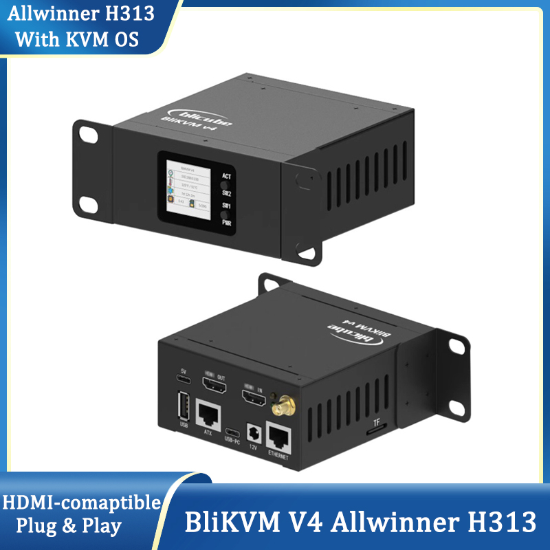 Blikvm v4 Allwinner H313 Soc KVM over IP Poe HDMI-compatible Video Loop Through PiKVM RTC Video Capture for Remote Server
