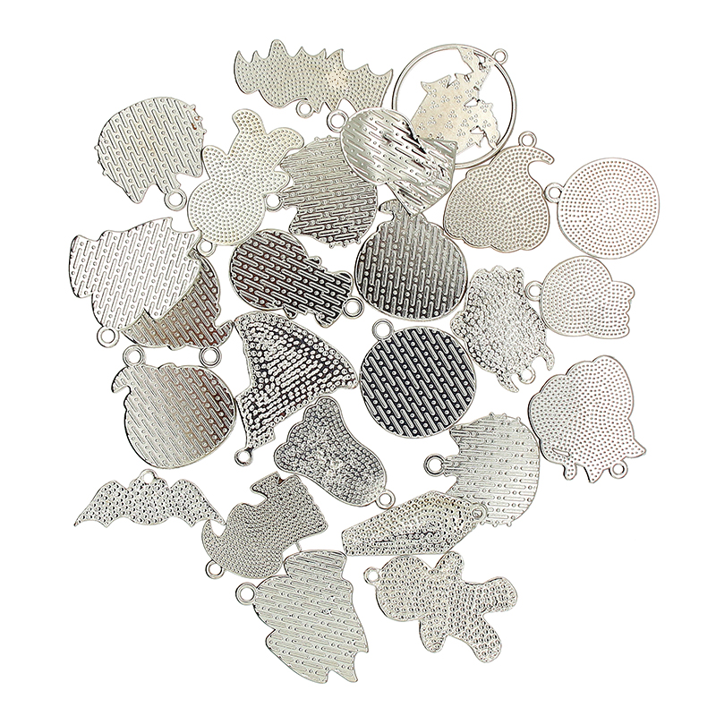 10pcs/lot Silver Color Halloween Charms Enamel Pumpkin Bat Ghost Cat Pendant for Jewelry Making Necklaces Earring DIY Crafts