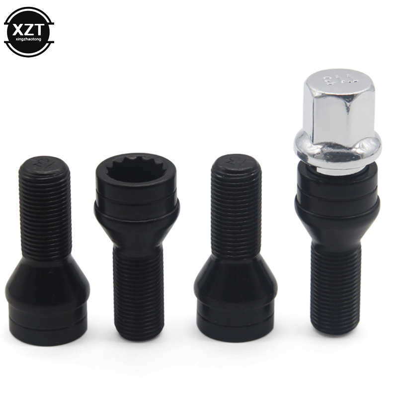 4pcs M14 x 1.25 Wheel Locking Bolts Lug Nut Black + Key For Mini R50 R52 R53