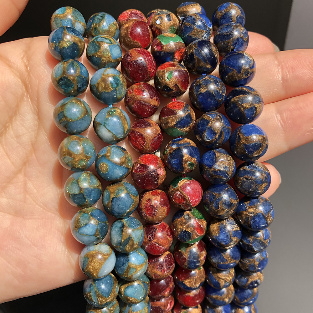 Natural Stone Dark Blue Multicolor Cloisonne Jaspers Beads 6/8/10mm Loose Spacer Beads For Making DIY Jewelry Bracelet Necklace