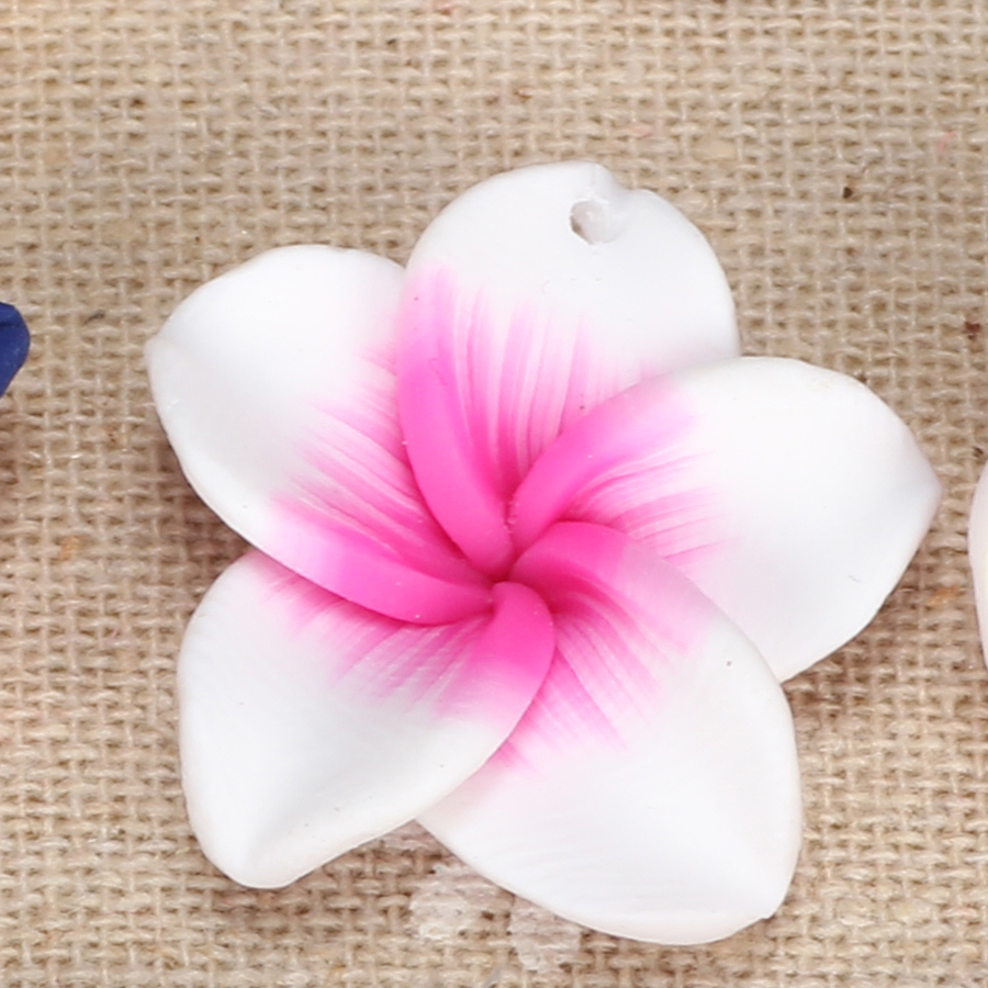 12pcs 25mm Polymer Clay Plumeria Frangipani Flowers Charms For Diy Earrring Pendants Necklace Hawaiian Jewelry Making Materials