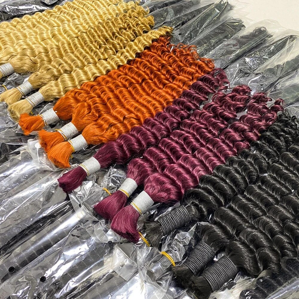 Deep Wave Bulk Human Hair For Braiding HDWIGS 100% Real Human Hair Extensions Bulk Human Hair No Weft Natural Braiding Hair 613#
