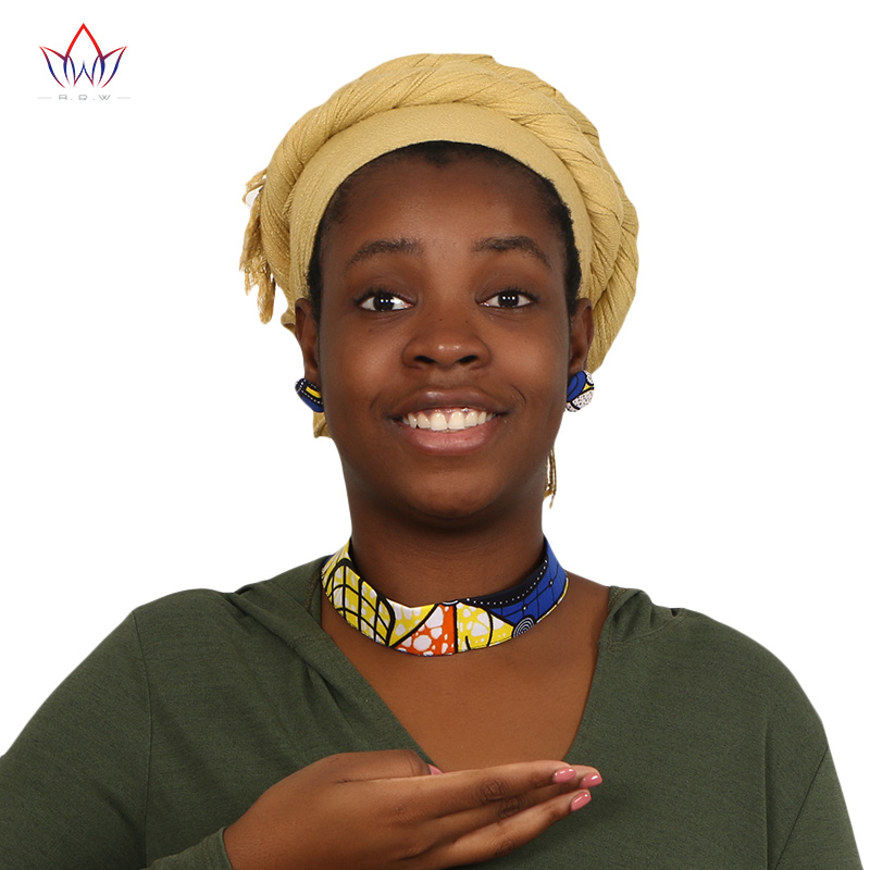 BRW African Ankara Handmade Chokers Necklace Earrings African Print Choker Bold Tribal Ethnic Fabric Choker Necklace Gift WYX08