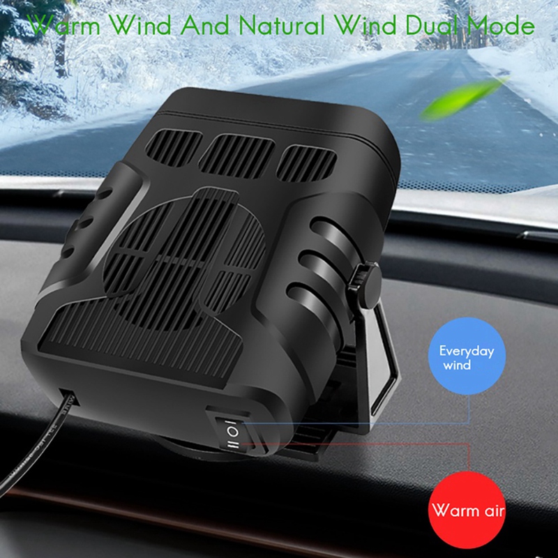 Portable Heating Cooling Fan Auto Car Heater Defroster Demister 200W Heater Windshield 360 Degree Rotation