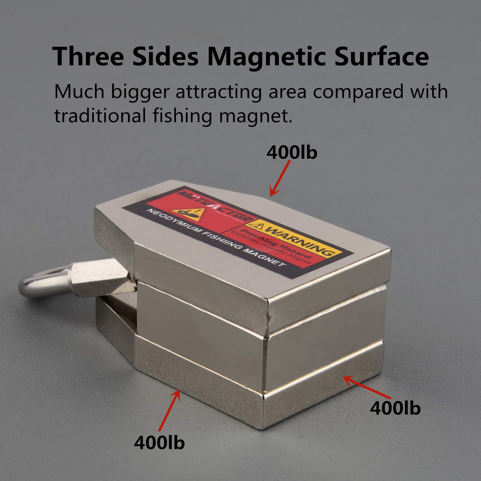 Three Sides Fishing Magnet Kit 1200lb Super Strong Neodymium Magnet With 20m Rope Powerful Combined Fishing Salvage
