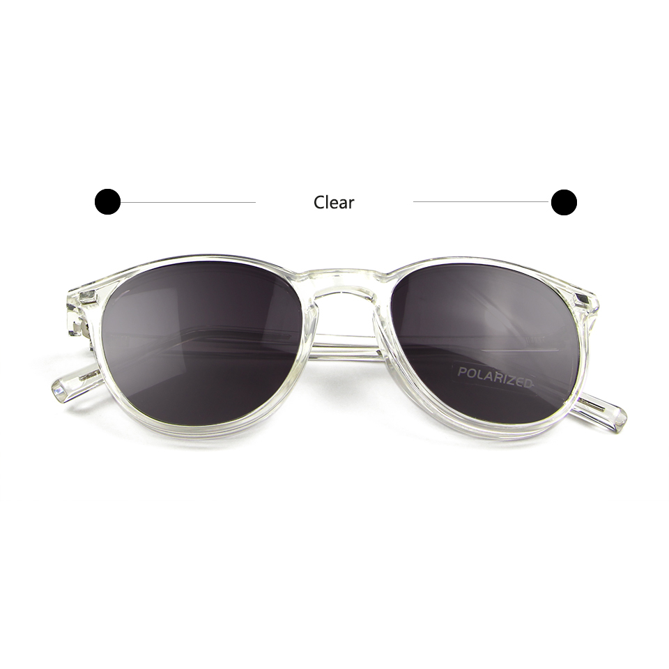 New Transparent Gray Round Eyeglasses Frame With Magnetic Polarized Clip On Sunglasses Women Designer TR90 Flexible Frame Glass