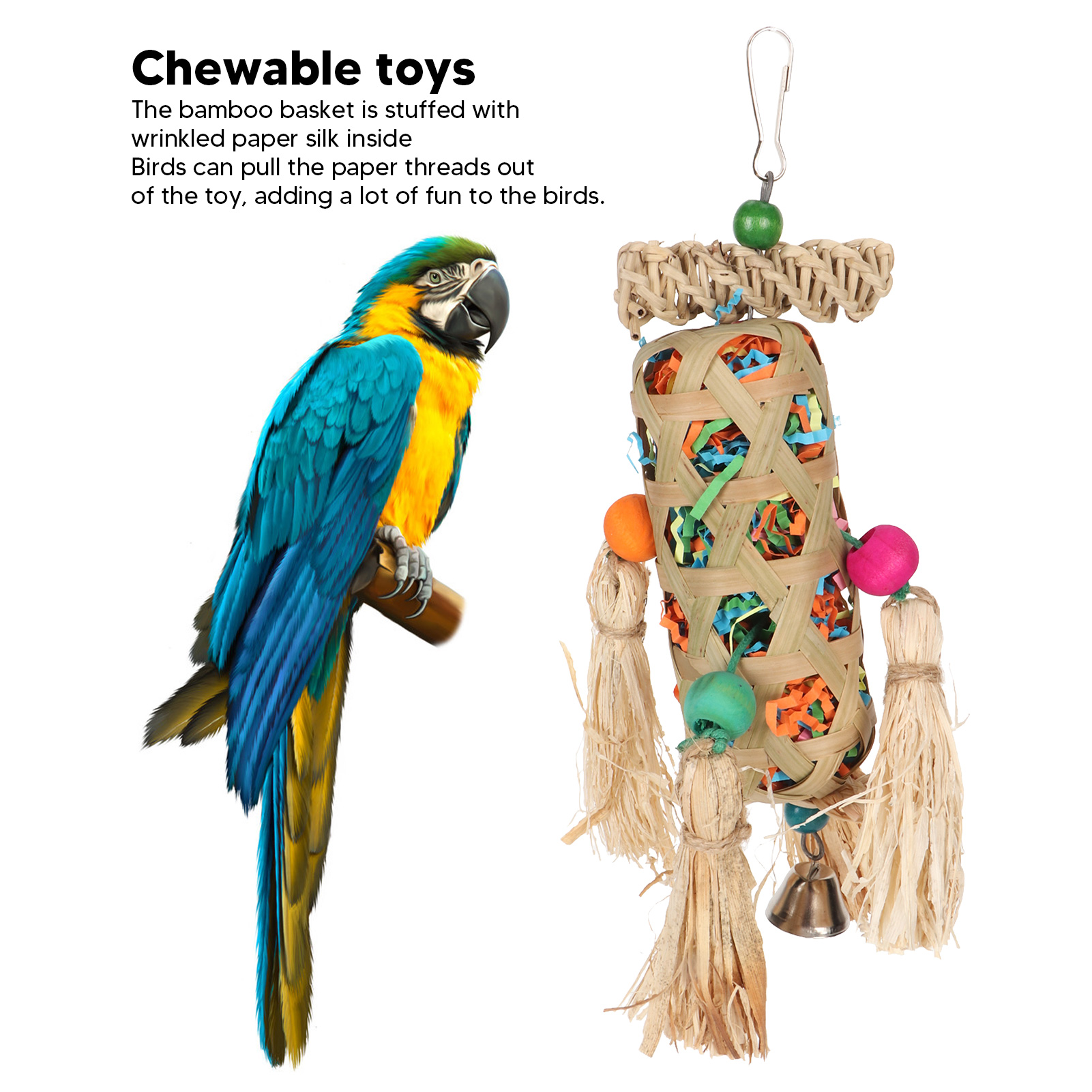 Foraging Shredding Bird Toys Bamboo Woven Corn Silk Relieve Boredom Parrot Chewing Toys For Cockatiel Parakeets