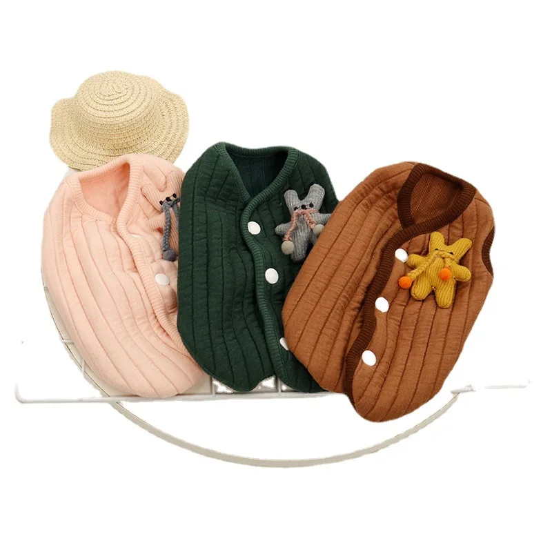 Pet Striped Quilted Vest Cute Vest Clothes Ins Teddy Bulldog Clothes Dog Clothes Quilted Cat Clothes Cat Clothes Autumn Winter