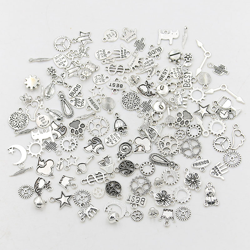 100PC Mix Color Small Size Random Metal Alloy Animal Plant Heart Charm Machine Steam Punk Gear DIY Necklace Bracelet Accessories