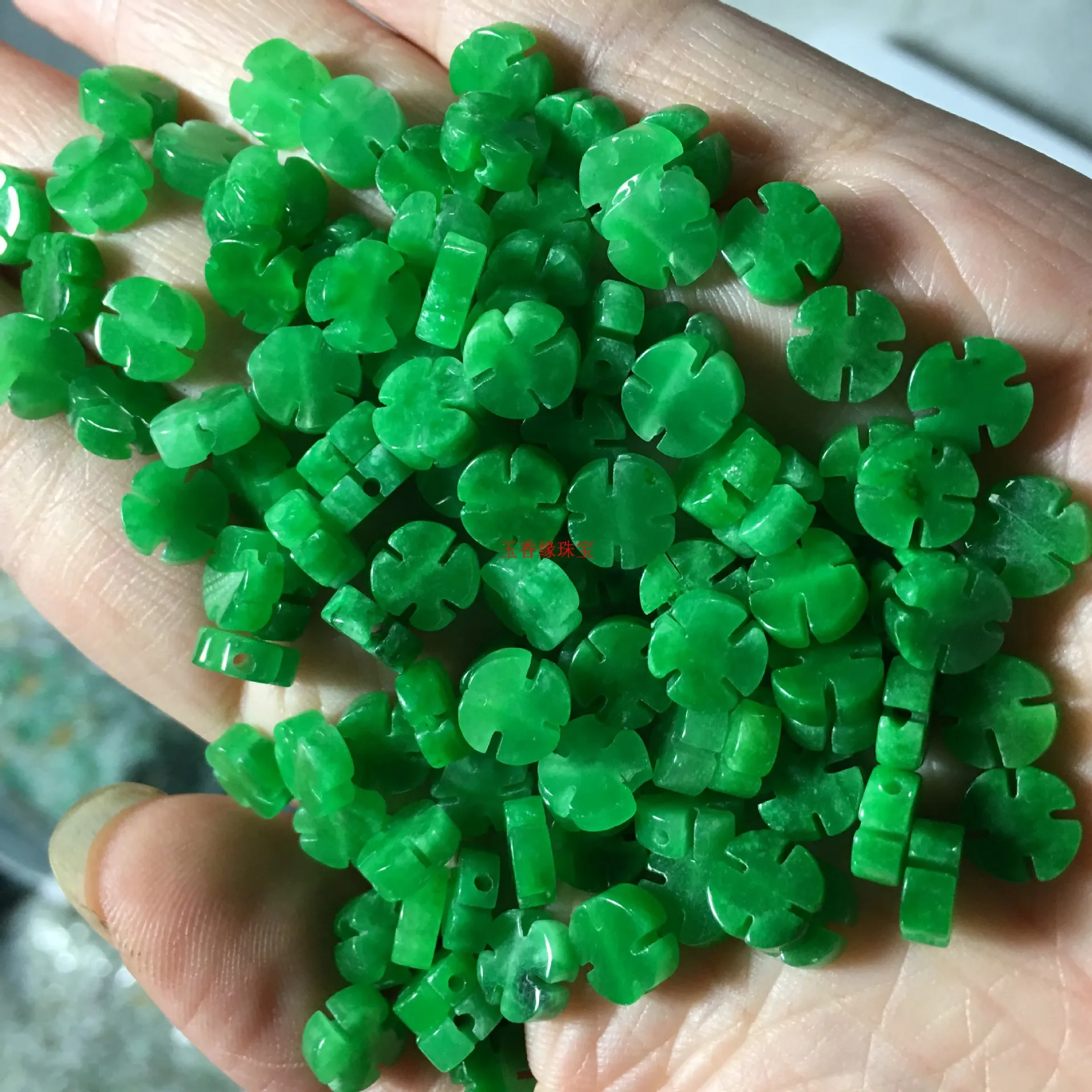 10pc Natural A Green Jade Cross Flower Beads DIY Bracelet Bangle Charm Jewellery Accessories Amulet Gifts Women Men