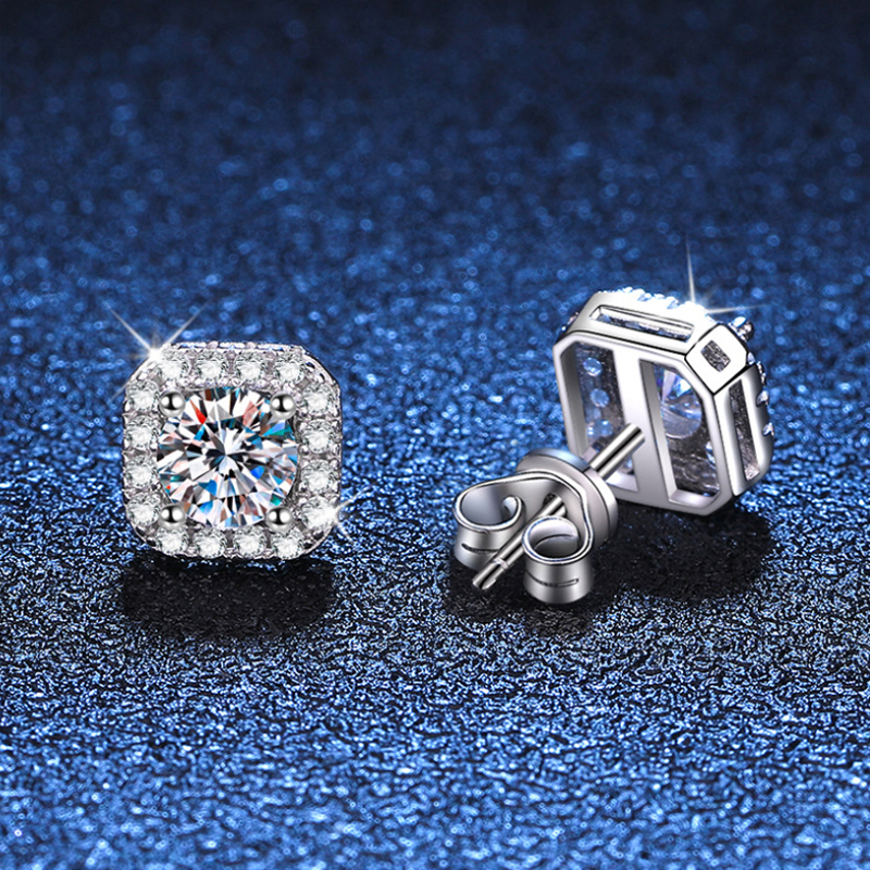 GRA D VVS1 Moissanite Stud Earrings Pass Diamond Tester Women 925 Sterling Silver Platinum Finish 2 GRA Certificates Moissanita