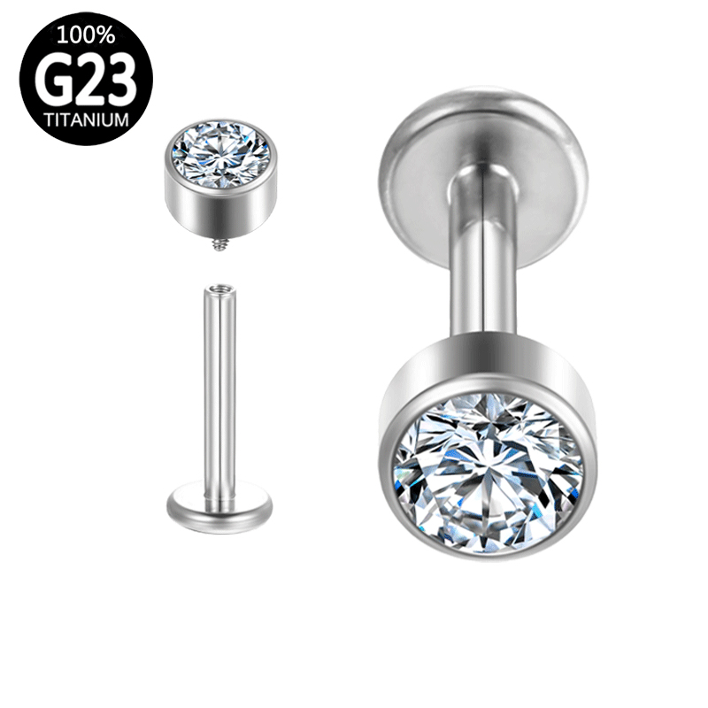 G23 Titanium Piercing Ear Lobe Internal Thread Labret Lip Bar Cartilage Gothic crystal Earring Tragus Stud Punk Body Jewelry