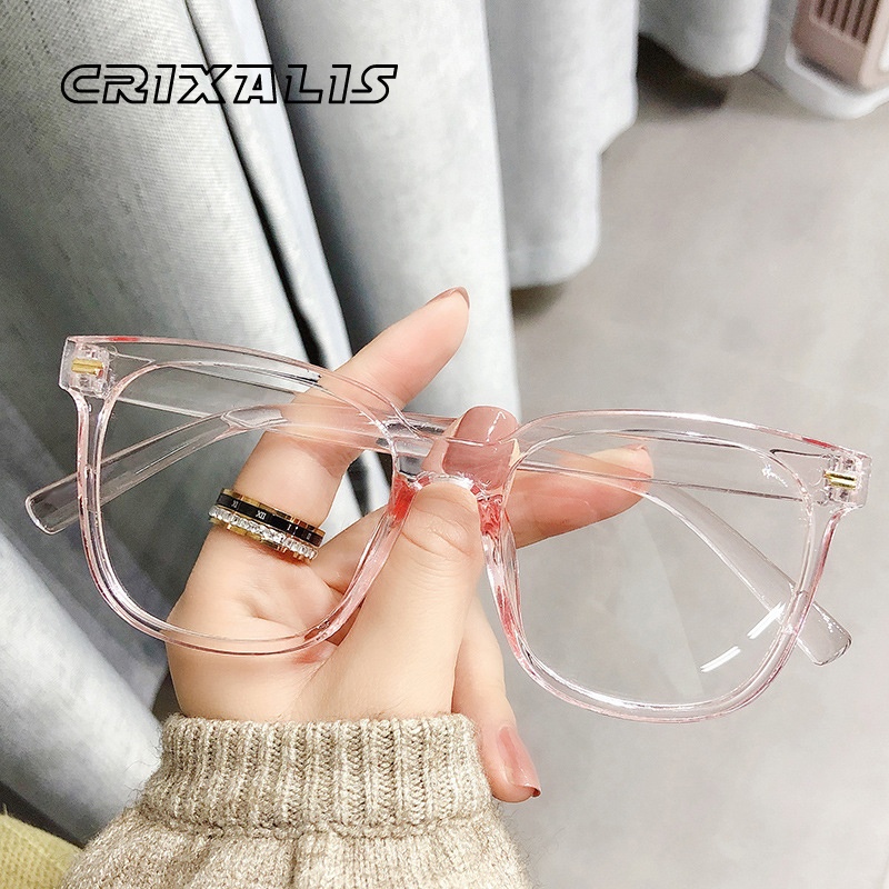 CRIXALIS -1.00 To -6.00 Square Transparent Myopia Glasses Women's Oversize Decorative Anti Blue Light Computer Eyeglasses Men
