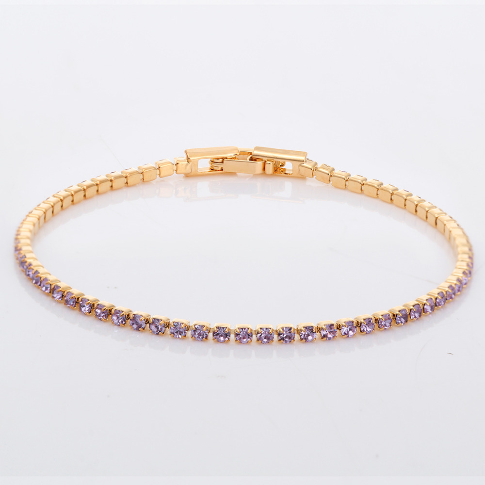 6colors 17+2cm Gold Color Cluster Rhinestone Crystals Slim Tiny Tennis Chain Bracelets Jewelry for Women Girls Pulseira feminina