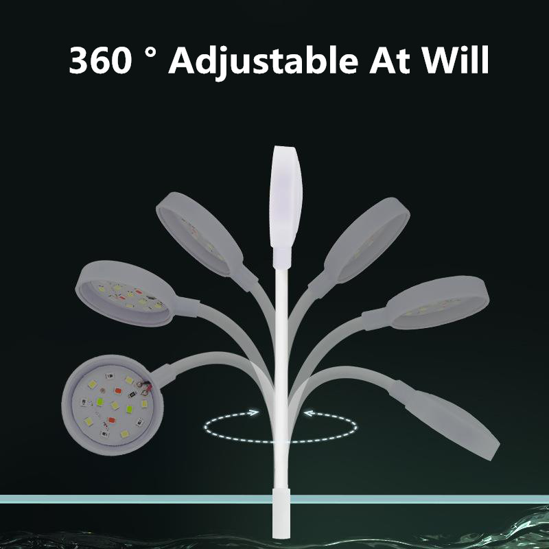 1Pcs Aquarium Fish USB LED Light Clip on Small Grow Light Rotatable Landscape Lamps Waterproof Fish Tank Colored Lights