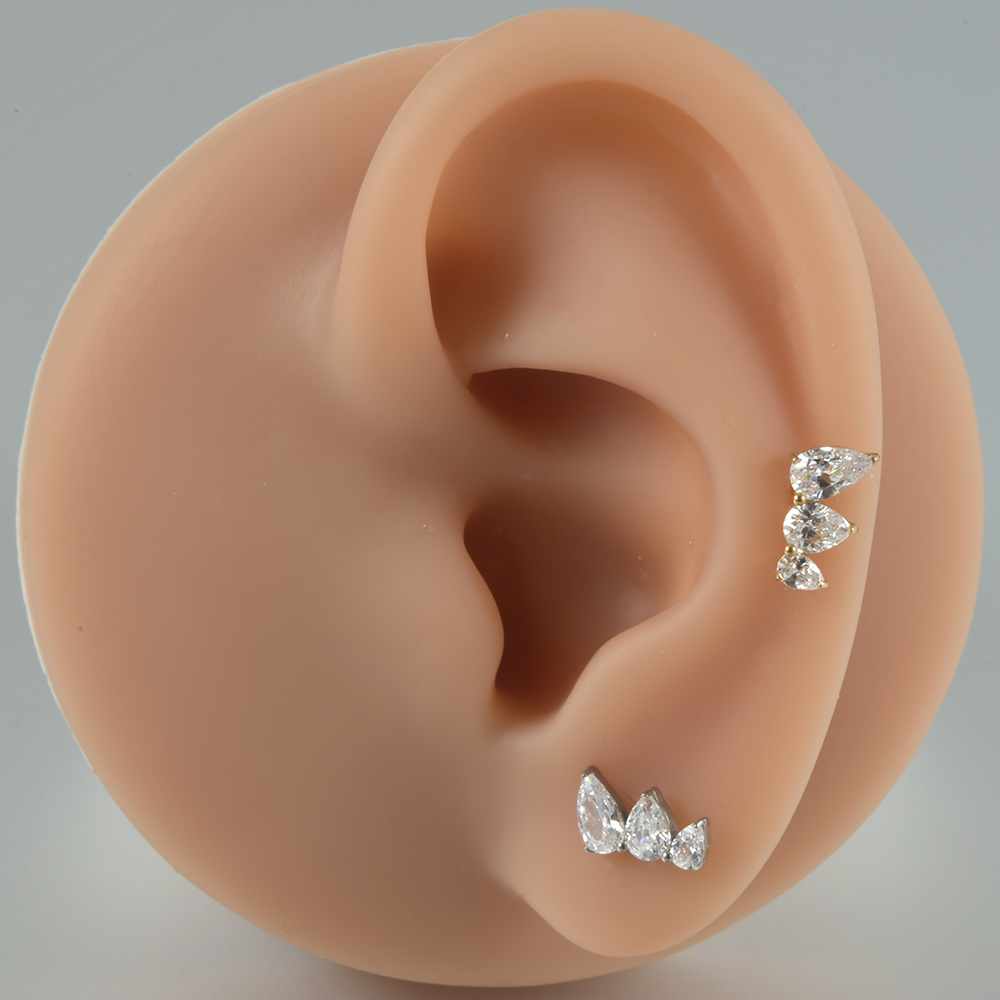 1PC G23 Titanium Marquise Cz Dog Paw Leaf Labret Lip Stud Ear Cartilage Tragus Helix Earring Daith Lobe Piercing Body Jewelry