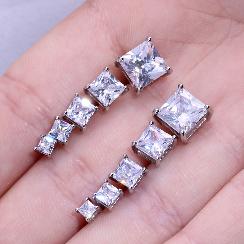 CAOSHI Brilliant Square Zirconia Stud Earring Simple Design Exquisite Jewelry High Quality Gift for Girlfriend Factory Wholesale