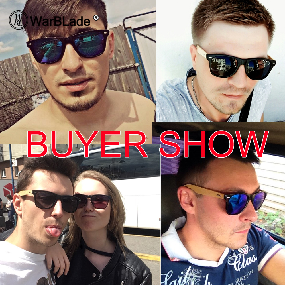 WarBLade Retro Wood Sunglasses Men Women Bamboo Sunglass Brand Design Sport Driver Goggles Mirror Sun Glasses Shades UV400