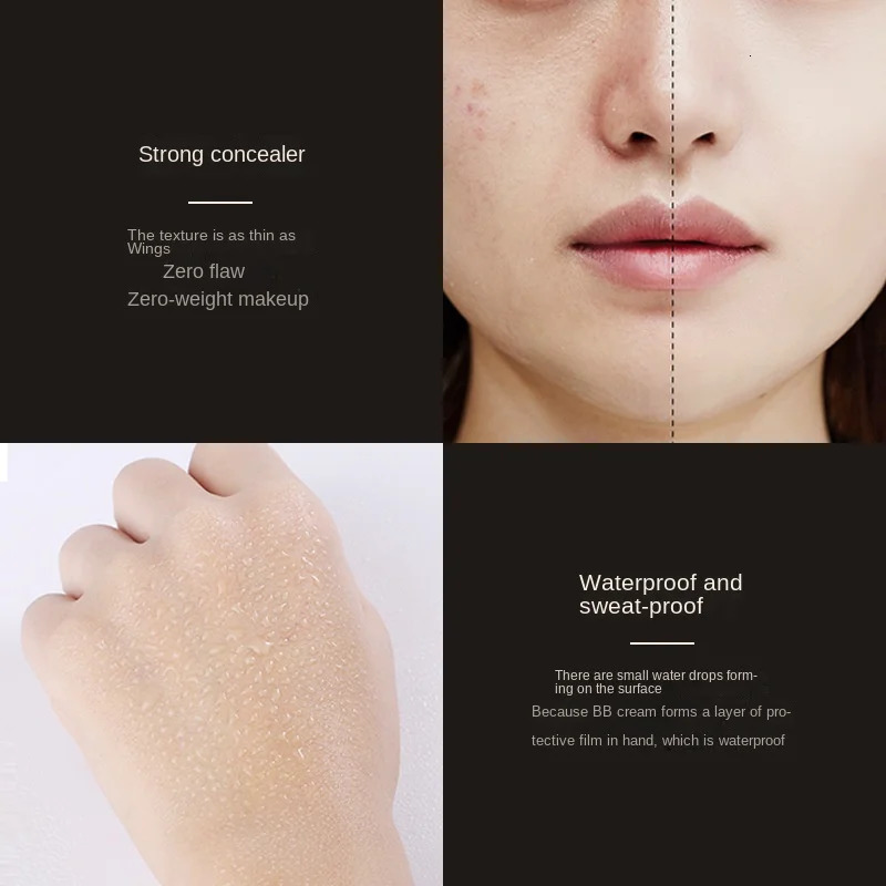 Waterproof BB Cream Liquid Concealer Matte Full Coverage S Dark Circles Foundation Lasting Makeup Cosmetics 240621