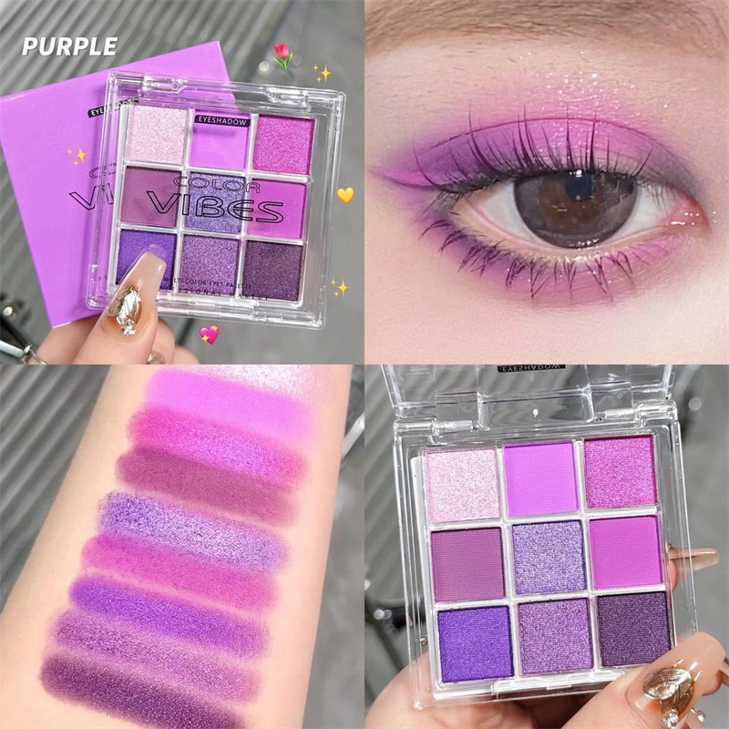 9-color Acrylic Eyeshadow Makeup Pallete Glitter Matte Eye Shadow Long Lasting Shimmer Purple Blue Greeen Eyeshadow Eye Pigments 240624