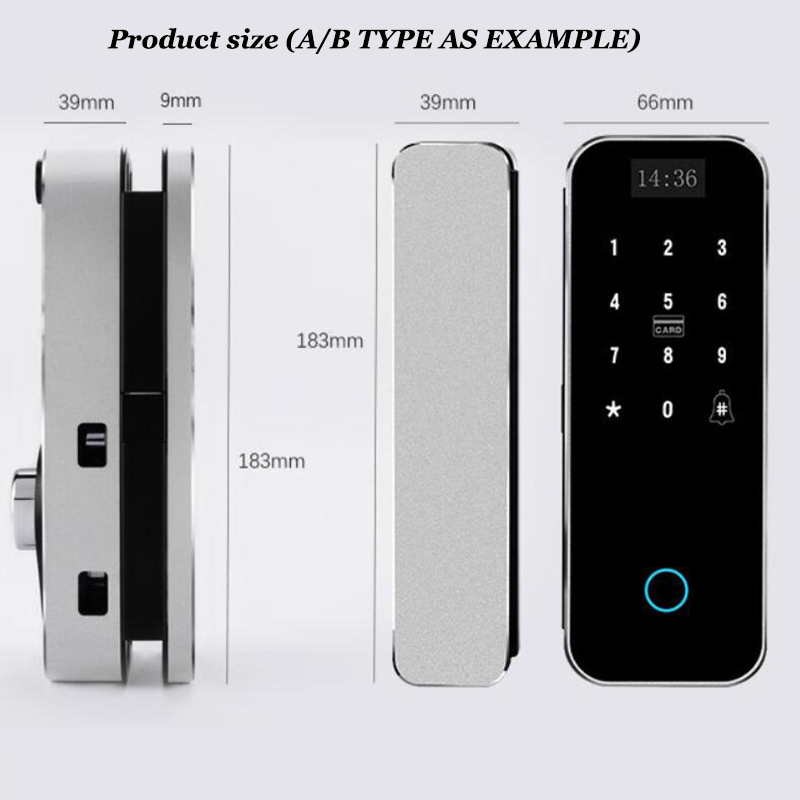 Smart Sliding Gate Lock Glass door Biometric Fingerprint lock Code Card Doorbell Office/Store Swing gate lock